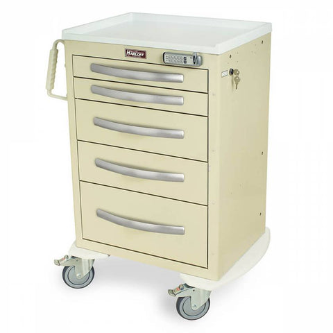 Harloff Wood Vinyl Coated Aluminum Treatment Cart, Basic Electronic Pushbutton Lock with Key Lock Override, Factory Set