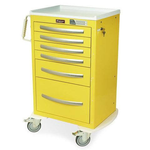 Harloff A-Series Aluminum Cart - Medium Width Tall Cabinet with 30" of Vertical Drawer Space, Breakaway Lock, 6 Drawers