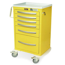A-Series Aluminum Cart - Medium Width Tall Cabinet with 30" of Vertical Drawer Space, Breakaway Lock, 6 Drawers 4-3, 1