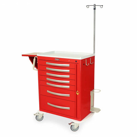 Harloff 7 Drawer Emergency Cart (Tall Cabinet), Standard Package, with 5-3", 1-6", 1-9" Drawers, Breakaway Lock, 100