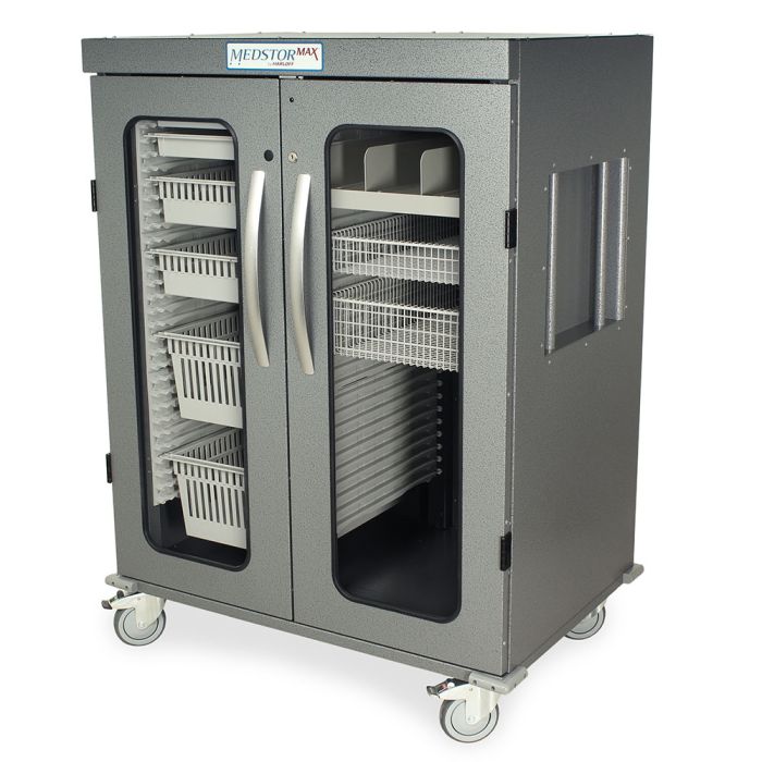 Harloff Single Column Three Quarter Height Mobile Cabinet with Key Locking door with tempered glass window insert, H+H