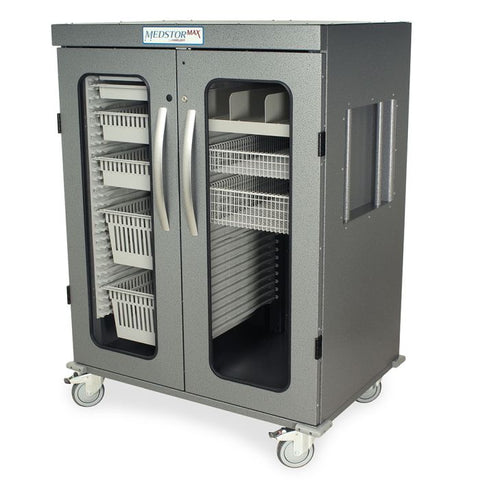 Harloff Single Column Three Quarter Height Mobile Cabinet with Key Locking door with tempered glass window insert, H+H
