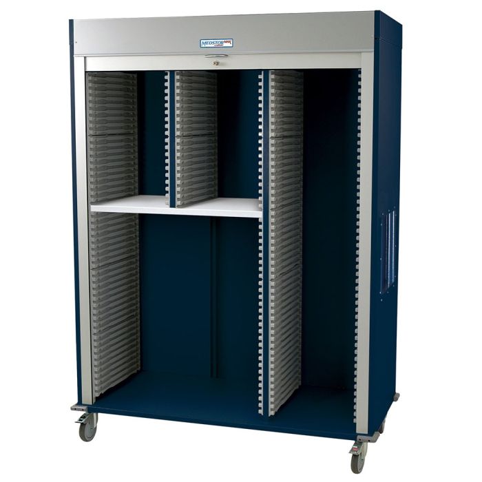 Harloff Single Column Half Height Mobile Cabinet with Key Locking Solid front door, H+H Panels Give 19 Insertion Points
