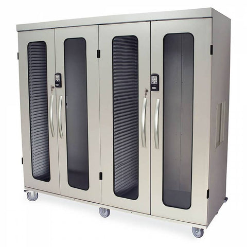 Harloff Quad Column Mobile Cabinet, Double Columns to Left With H+H Panels, Double Width Open Column to Right with