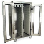 Harloff Stainless Steel Double Column Mobile Cabinet with Solid front doors (2) Secured by Basic Electronic Pushbutton