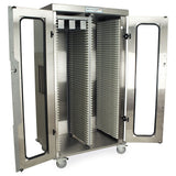 Harloff Stainless Steel Double Column Mobile Cabinet with Solid front doors (2) Secured by Basic Electronic Pushbutton