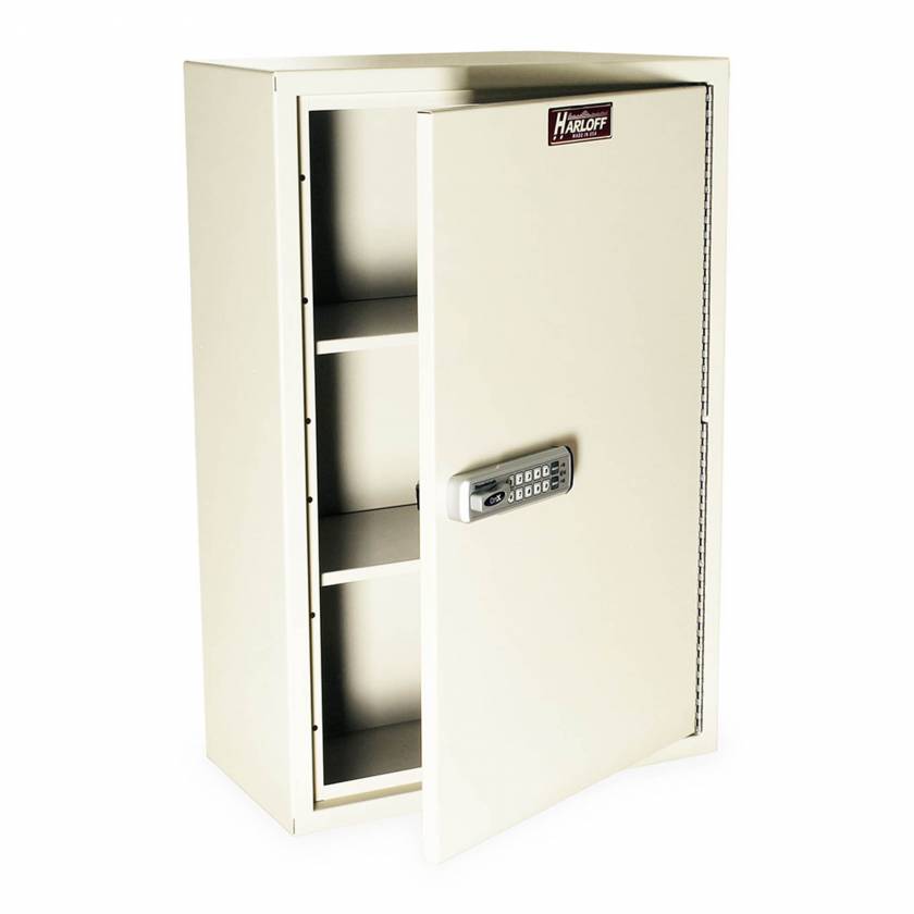 Harloff Single Column Slimline Stationary Cabinet, Secured by Basic Electronic Pushbutton Lock with Keylock Override, Main image