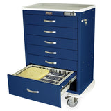 Harloff T-Series Medical Cart with Replaceable Drawer Trays, Tall Height, Standard Width, Six Drawers, E-Lock
