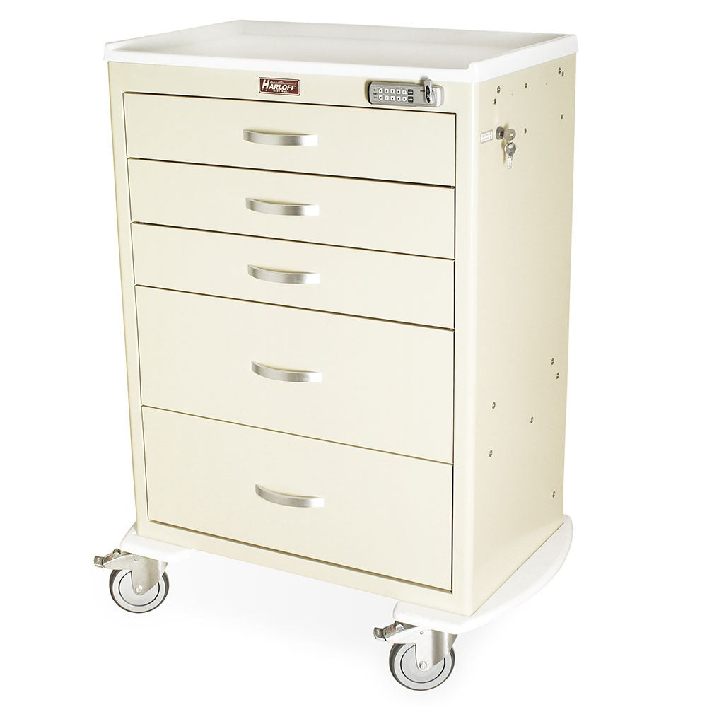 T-Series Anesthesia Carts with Removable Trays, Tall Height, Standard Width, Five Drawers, E-Lock