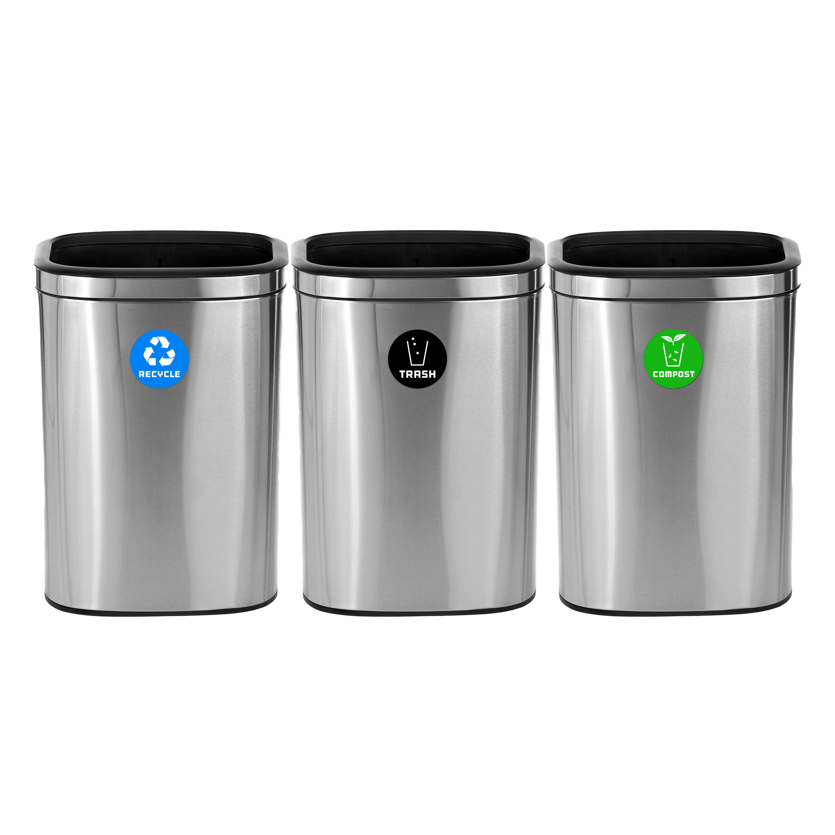10.5 Gallon Stainless Steel Slim Open Recycling Stations Main image