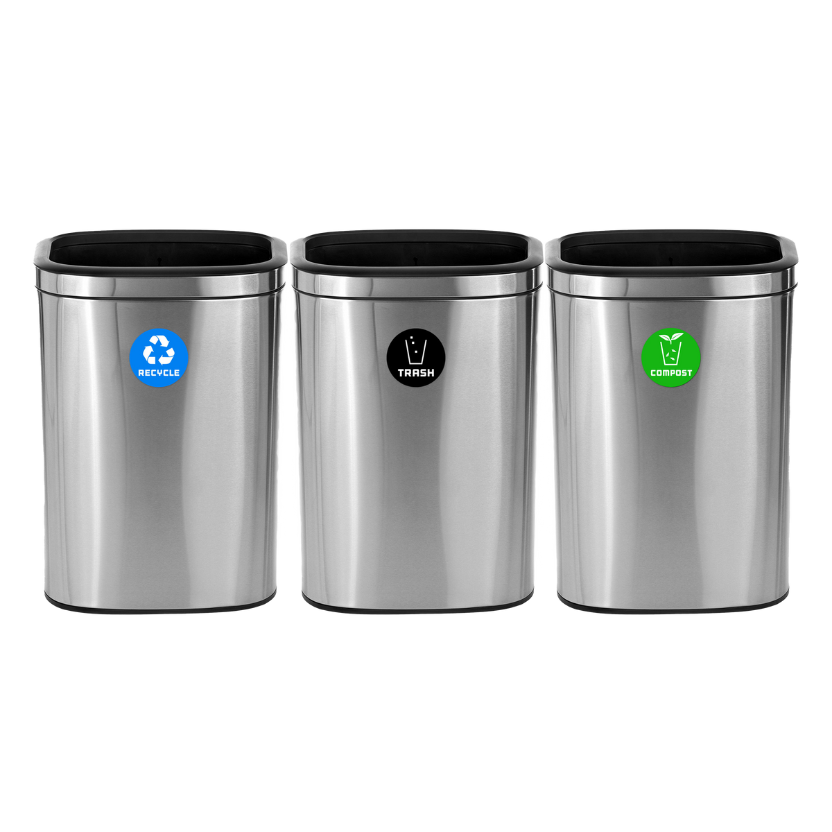 Alpine 10.5 Gallon Stainless Steel Slim Open Recycling Stations