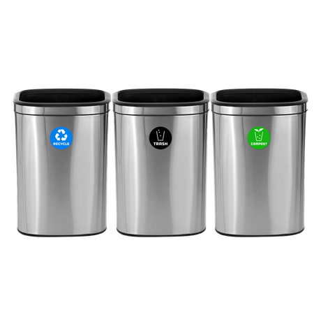 10.5 Gallon Stainless Steel Slim Open Recycling Stations