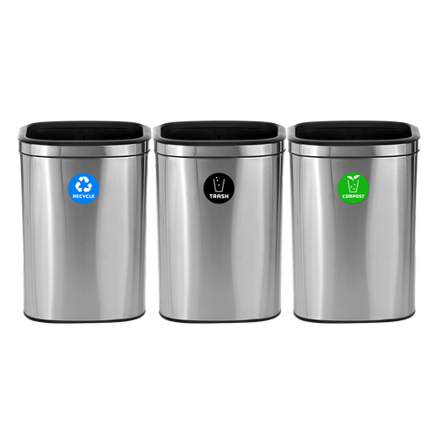 Alpine 10.5 Gallon Stainless Steel Slim Open Recycling Stations