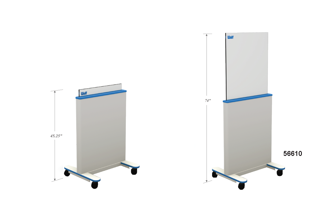 Adjustable Height Mobile Barrier 74" x 31" - available in Clear-Pb only - Open position