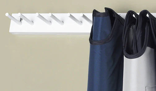 Peg Wall Rack (2 Pegs per Apron): Holds 9 Aprons: 50" W