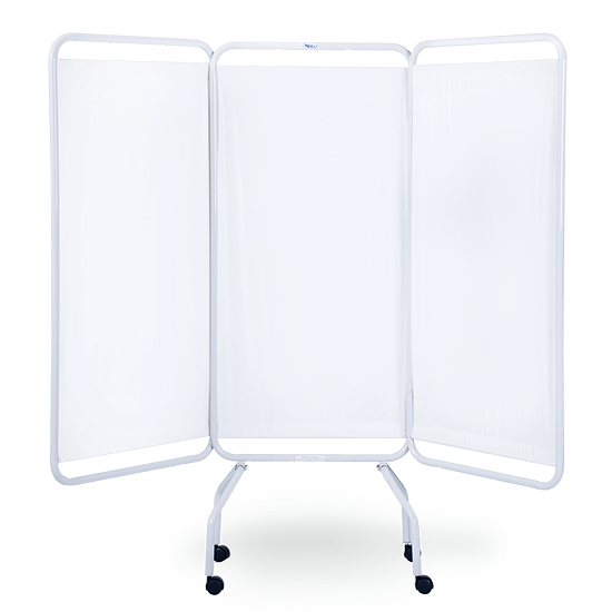 White Vinyl — Privess™ Basic 3 Panel Steel Frame Folding Screen - White Vinyl - detail