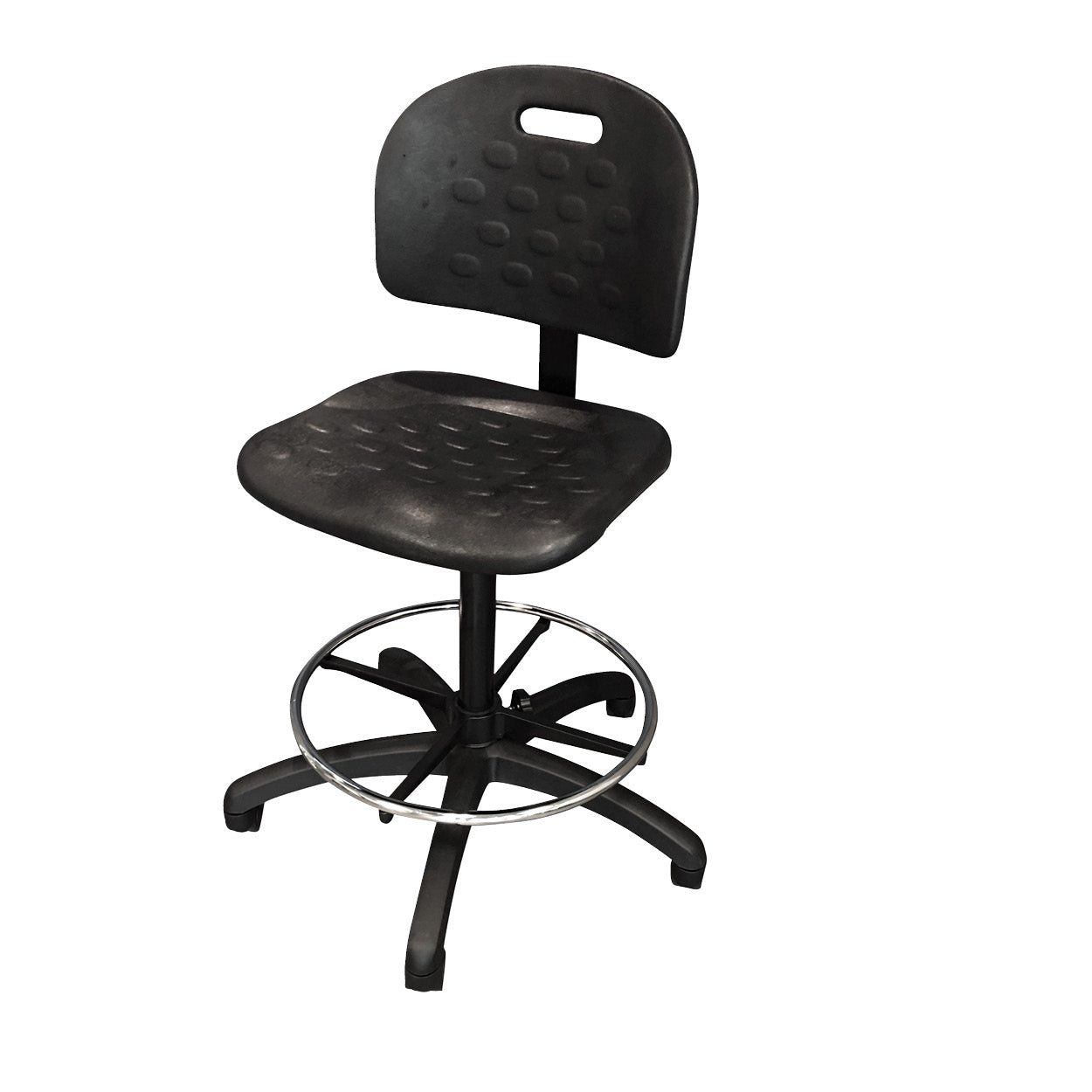 PT-3-C Adjustable Polyurethane Tilting Industrial Stool with Casters - High Height
