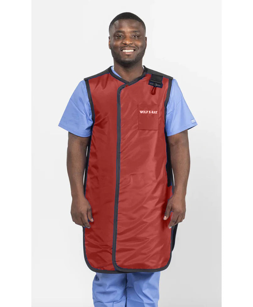 FRONT CLOSING SPECIAL PROCEDURE APRON - .5 mm   Lead Free   24X38 Red - Large