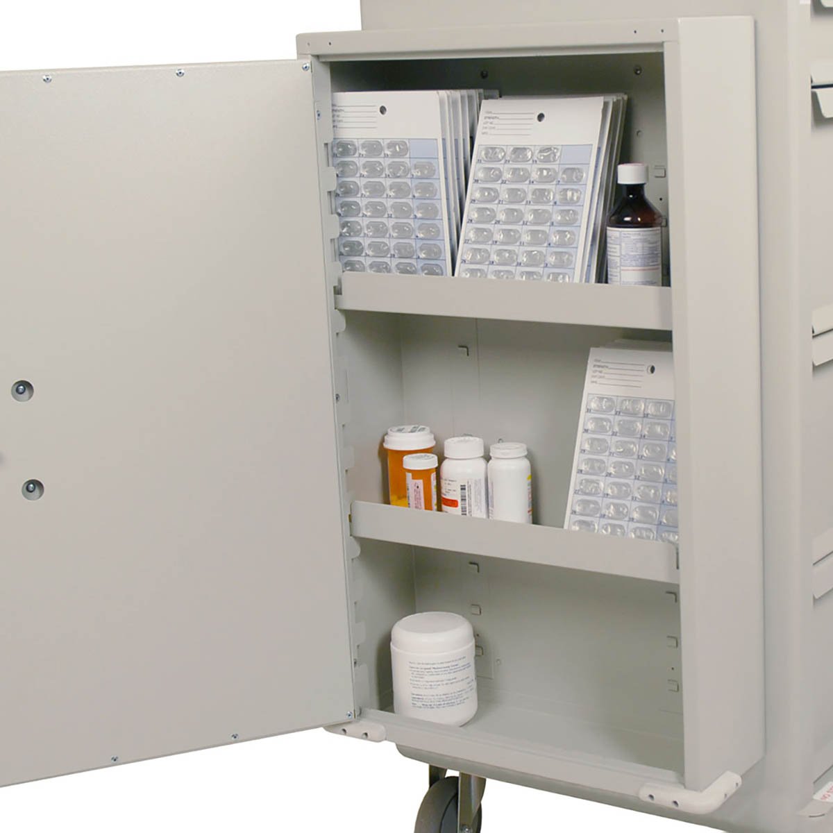 Harloff Side Storage Cabinet for All MH Cart models, Right Side, with 2 Adjustable Shelves; Locking Door. 30.43" H x