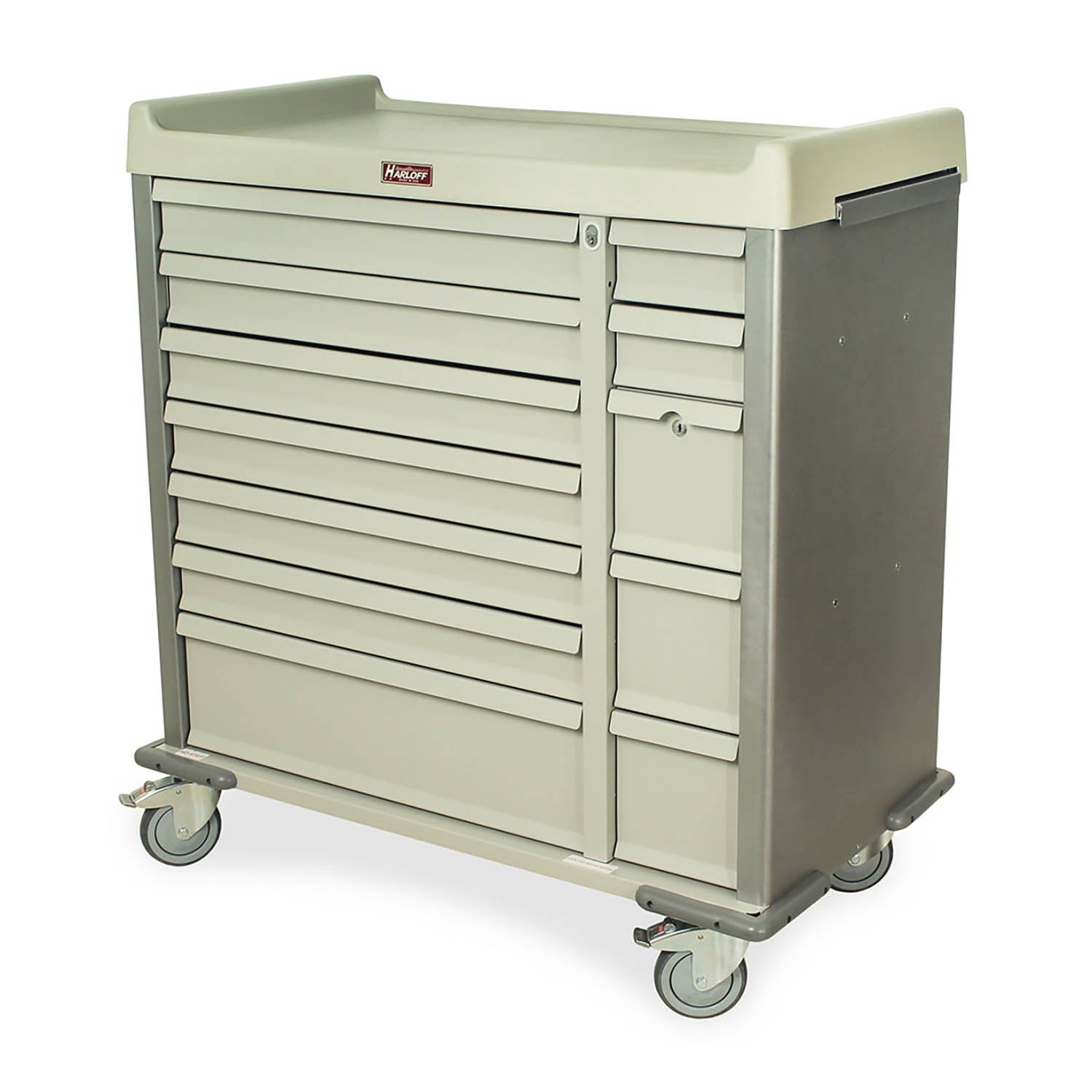 All Aluminum Multi-Dose Cart with Best Lock® on Cabinet, Capacity of 72 Bins, Std Pkg includes Self-Closing Drawer Slide
