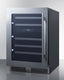 24" wide built-in undercounter dual zone wine cellar with black stainless steel trimmed French doors