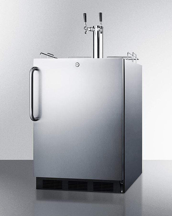 Accucold ADA compliant commercial outdoor wine dispenser in complete stainless steel, designed for built-in or