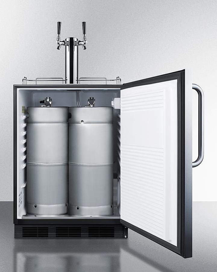 Accucold ADA compliant commercial outdoor wine dispenser in complete stainless steel, designed for built-in or