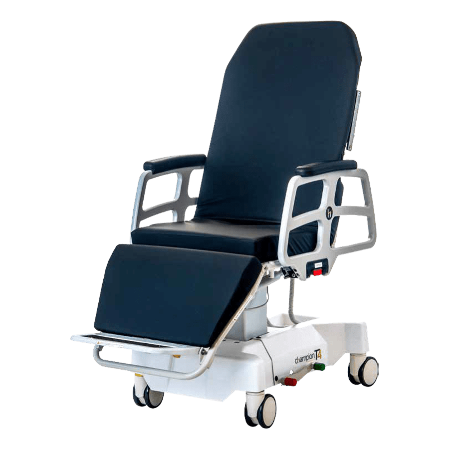 Custom Multi-Purpose Stretcher Chair (Seat Tilt, Wide, with Auto Extending Footrest & IV Wells at Head) Main image
