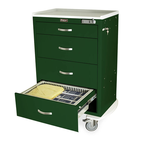 Harloff Multi Treatment Cart, Standard Package, Basic Electronic Pushbutton Lock with Key Lock Override on Drawers