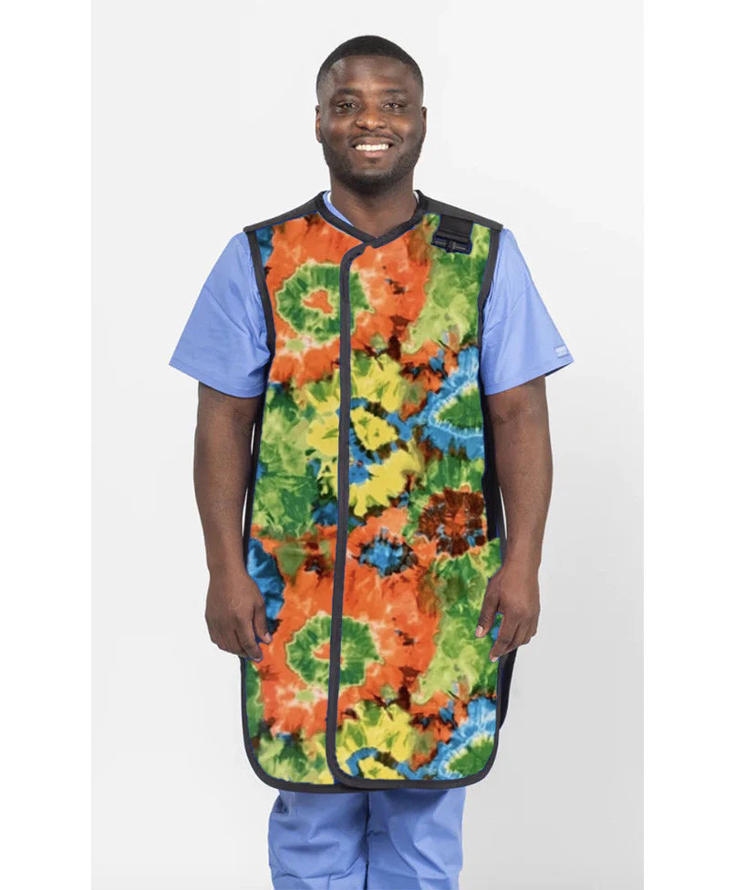 FRONT CLOSING SPECIAL PROCEDURE APRON - .5 mm Regular Lead 24X38 Tye Dye - Large
