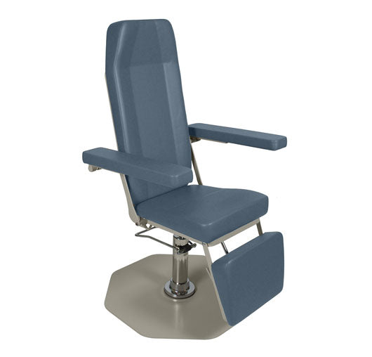 Phlebotomy Chair with Foot-Operated Pump - steel blue, alternate angle