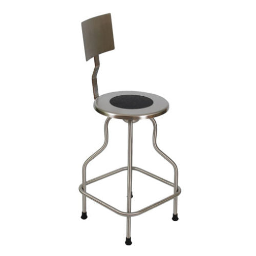 UMF Medical Stainless Steel Revolving Stool with Backrest and Foot Ring