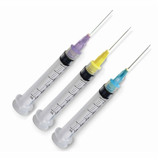 Combo Syringe 23G Notched 3cc Luer Lock, Blue