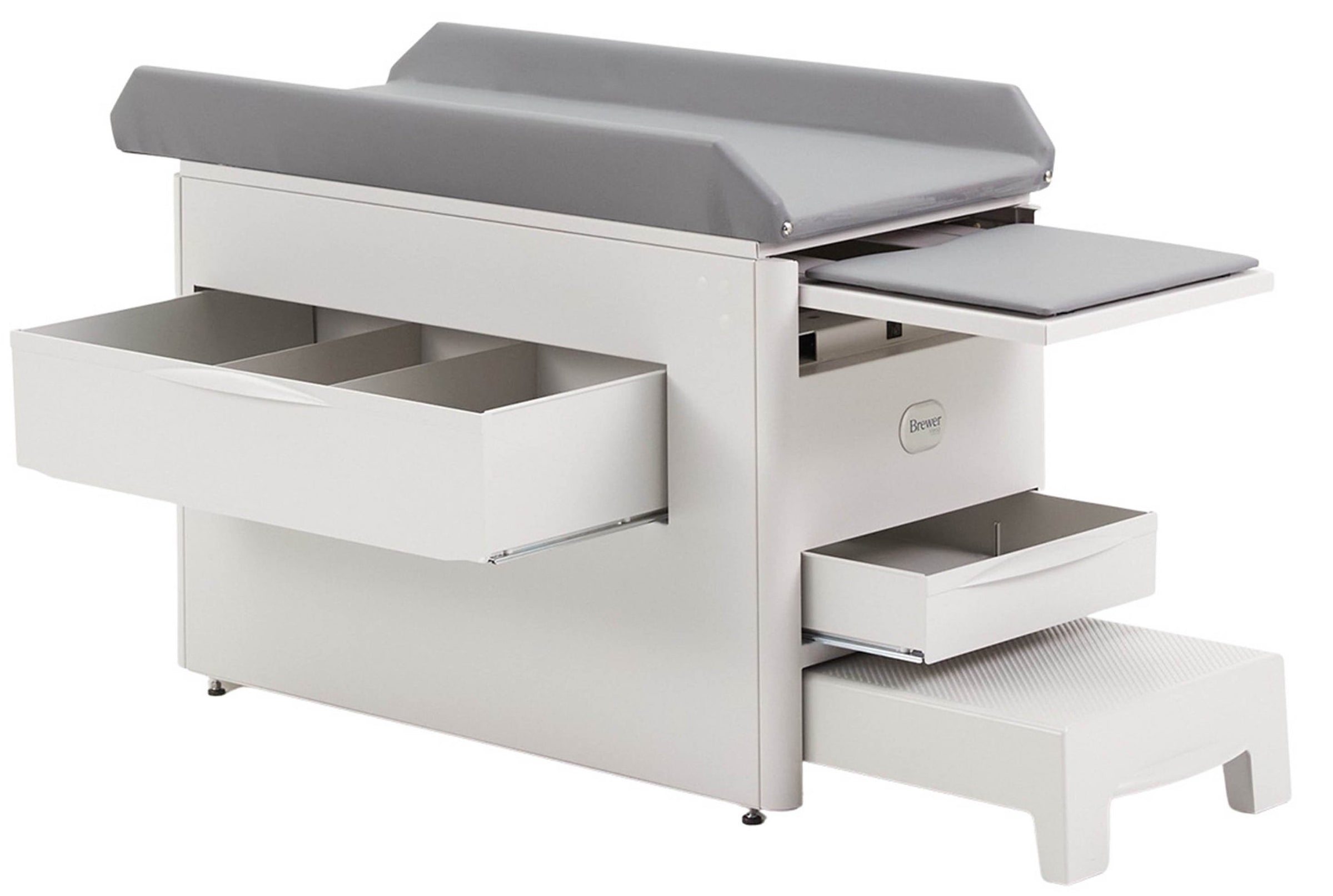 Versa Exam Table with Pediatric Upholstered Top with 500 lb. Weight Capacity, Pass-through Rear Drawer, Ergonomic Stirrups, 5 year warranty, and Seamless Upholstery in Deep Sea Main image