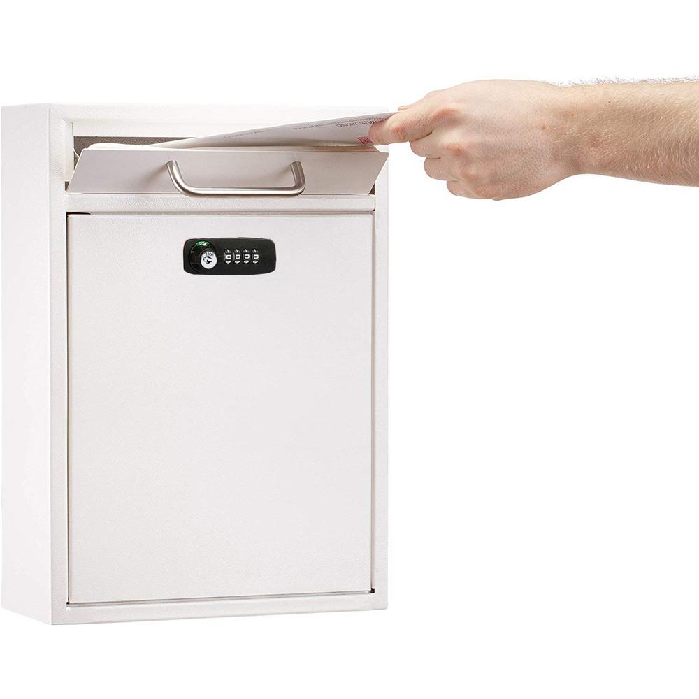 Large Wall Mountable Mailbox with Key and Combination lock (ADI631-04-WHI-KC)