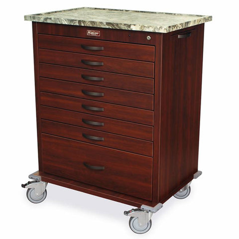 Harloff Wood Vinyl Unit-Dose Box Cart with Keylocking Cabinet Capacity of 300 Boxes, American Natural Cabinet Finish.