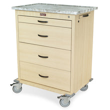 Wood Vinyl In Room Medication Cabinet with Locking Narcotics Box on Top Half of Cabinet,. Recessed Door Front, Cherry Ma