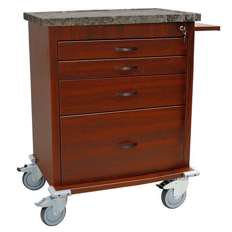 Harloff Wood Vinyl Coated Aluminum Treatment Cart, Short Cabinet, Basic Electronic Pushbutton Lock with Key Lock