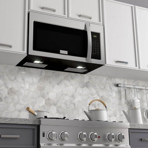 Accucold 24" Wide Over-the-range Microwave with Hood in Black and Stainless Steel (Model MHOTR243SS)